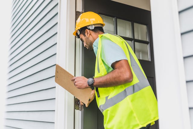 someone verifying a property's door